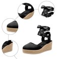 thumbnail image 5 of Rokment Espadrilles Platform Dressy Shoes for Women Bride Wedding Summer Fall Elegant Casual Leather Pointed Closed Toe Wedge Heeled Satin Strappy Sandals Black Size 6, 5 of 6
