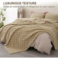 thumbnail image 2 of PHF Checkered Fleece Blanket King Size for Sofa Bed, Contemporary Flannel Fleece 3D Jacquard Fluffy Blanket, No Shedding, No Pilling, 108" x 90", Light Khaki, 2 of 7