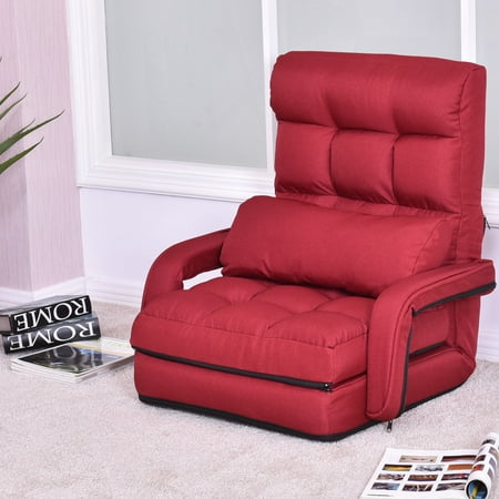 Costway Folding Lazy Sofa Lounger Bed Floor Chair With Armrests Costway Folding Lazy Sofa Lounger Bed Floor Chair With Armrests And Pillow Beige Red Blue