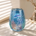 thumbnail image 4 of Garden Morning Bliss Glass Tea Cup, Decorative Transparent Jellyfish Stemless Wine Glass, Gold Rim Ocean Coral Starfish Shell Design Glass Cup, Unique Gift for Sea Lovers, 4 of 8