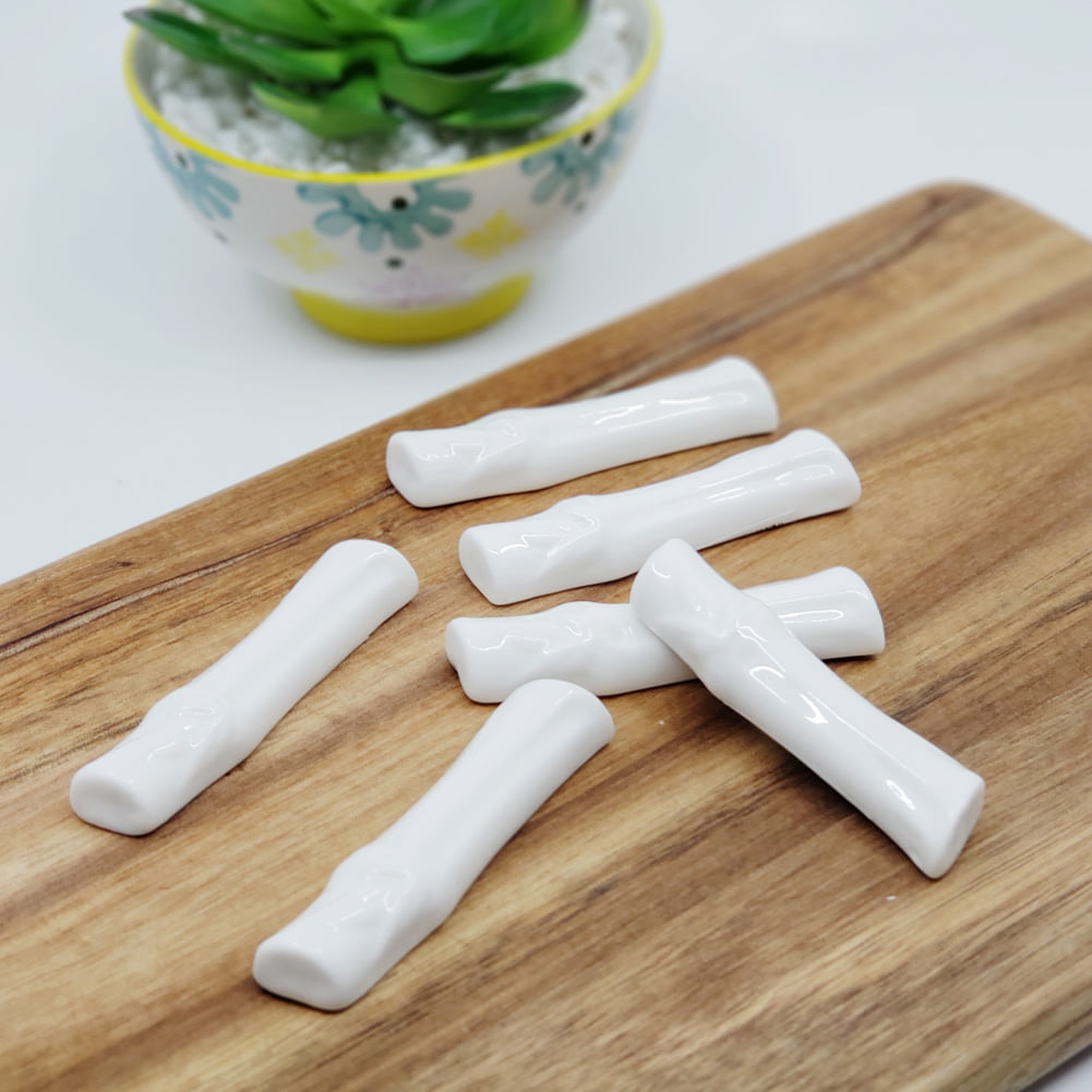 6 x White Porcelain  Chopsticks Rest Holder Ceramic Spoon Forks Rest Hold set 