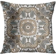 thumbnail image 5 of Set of 4 Throw Pillow Covers Vintage Abstract Boho Brown Green Teal and Grey Plant Leaf Floral Decorative Pillow Cases Home Decor Standard Square 18x18 Inches Pillowcases, 5 of 6