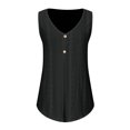 thumbnail image 5 of Inleife Fashion Women's Casual Sleeveless Blouse Solid Ladies V-Neck Button Tops, 5 of 6