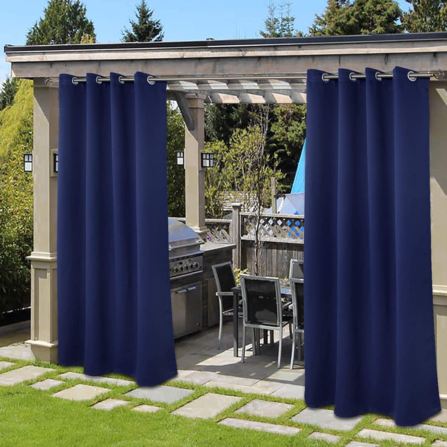 Outdoor Waterproof Grommets Patio Curtains 52" 100" width Gazebo Thermal Privacy 
