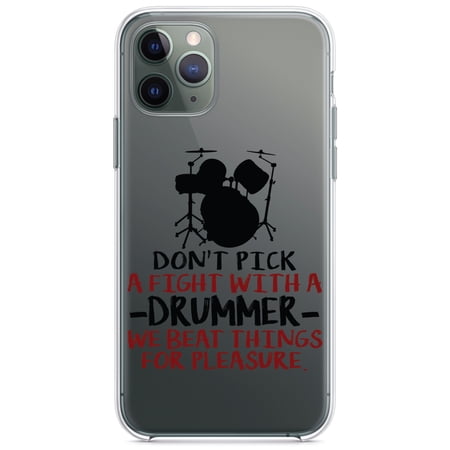 DistinctInk Clear Hybrid Case for Apple iPhone 12 Mini (5.4 Screen) - Don t Pick Fight with Drummer - Tempered Glass Back