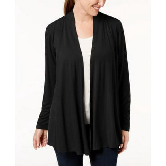 MSRP $37 Karen Scott Petite Open-Front Knit Cardigan Black Size XL P