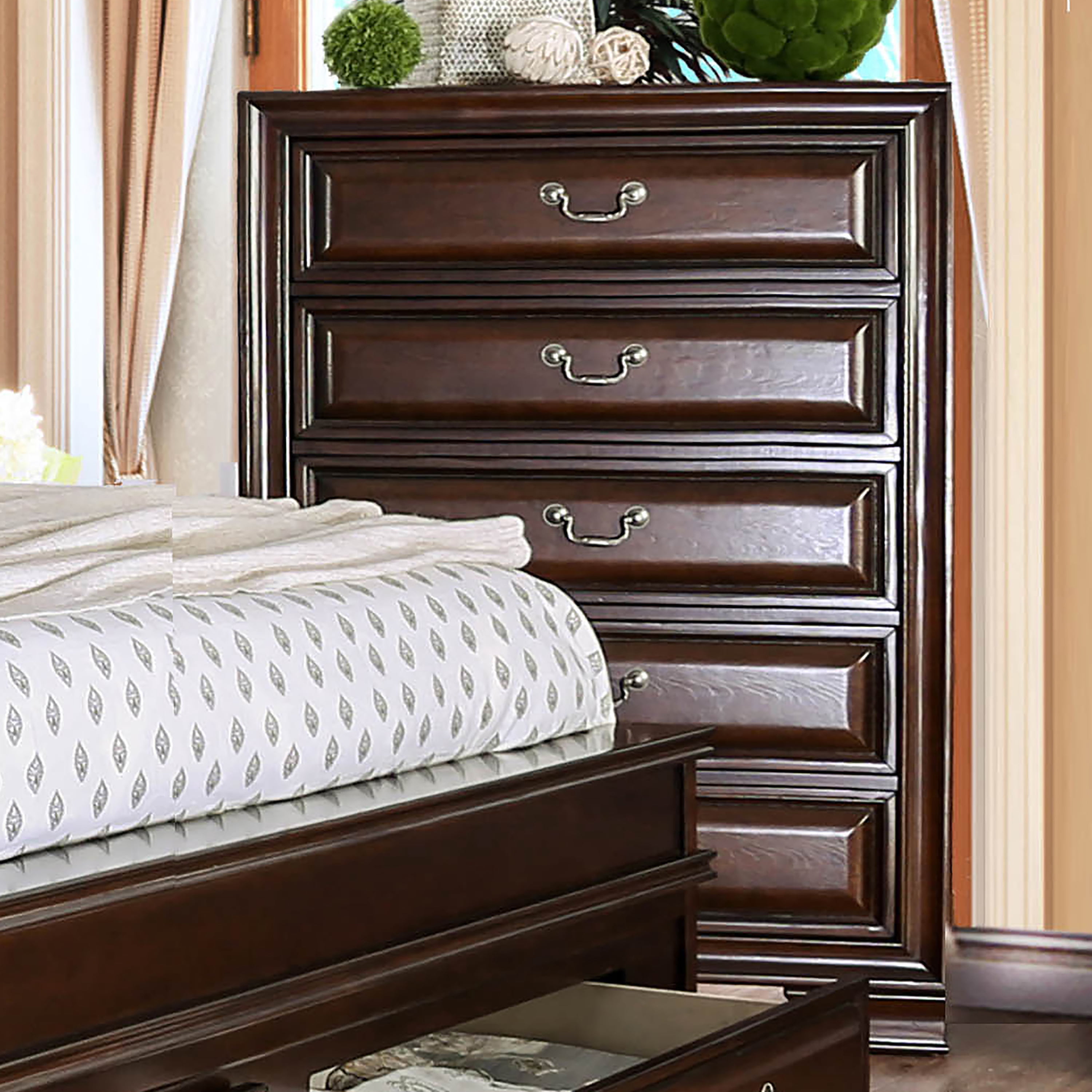 Furniture of America Allston 5-Drawer Wood Brown Cherry Chest