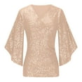 thumbnail image 6 of Raeneomay 3/4 Length Sleeve Womens Top Glitter Sparkly Party Blouse V-Neck Dressy Tops for Evening Party, 6 of 6