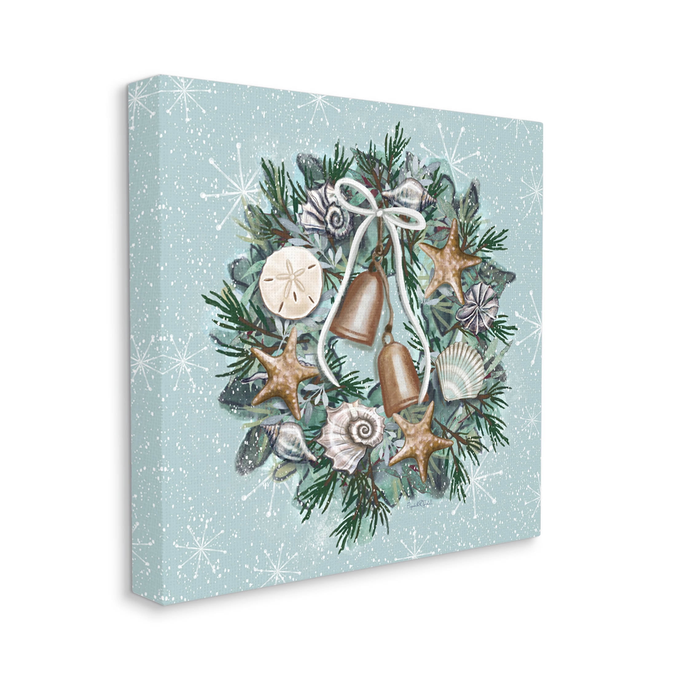 Stupell Industries Nautical Holiday Seashell Wreath Graphic Art Gallery Wrapped Canvas Print Wall Art, Design by Elizabeth Tyndall