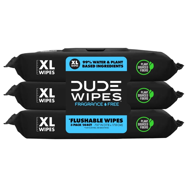 Flushable Wipes For Adults - Unscented Biodegradable With Vitamin E & Aloe, 360 Count (6 Pack)