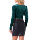 thumbnail image 3 of INSPIRAR CHIC Manga Fruncida para Crop Tops de Terciopelo con Escote Corazón para Mujeres XS Azul Lago, 3 of 5