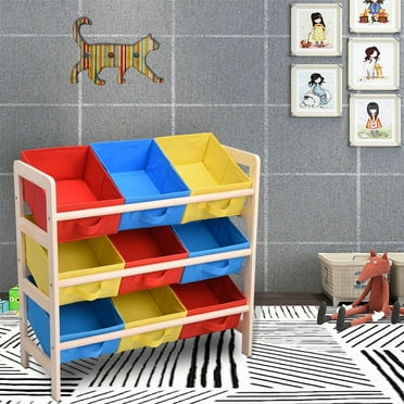 Yescom Kids' Toy Storage Organizer with 9 Removable Bins for Playroom Drawing Room