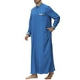 thumbnail image 4 of JAJAHO Mens Kaftan Abaya Thobe Long Sleeve Button Down Collared Pocket Ankle Length Robe Arab Traditional Clothes, 4 of 9