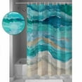 thumbnail image 3 of Extra Long Shower Curtain 72x84 Inch, Teal Coastal Shower Curtain Waterproof Bathroom Decor Summer Beach Nautical Abstract Art Fabric Bath Curtain Set Accessories with Hooks, 3 of 6