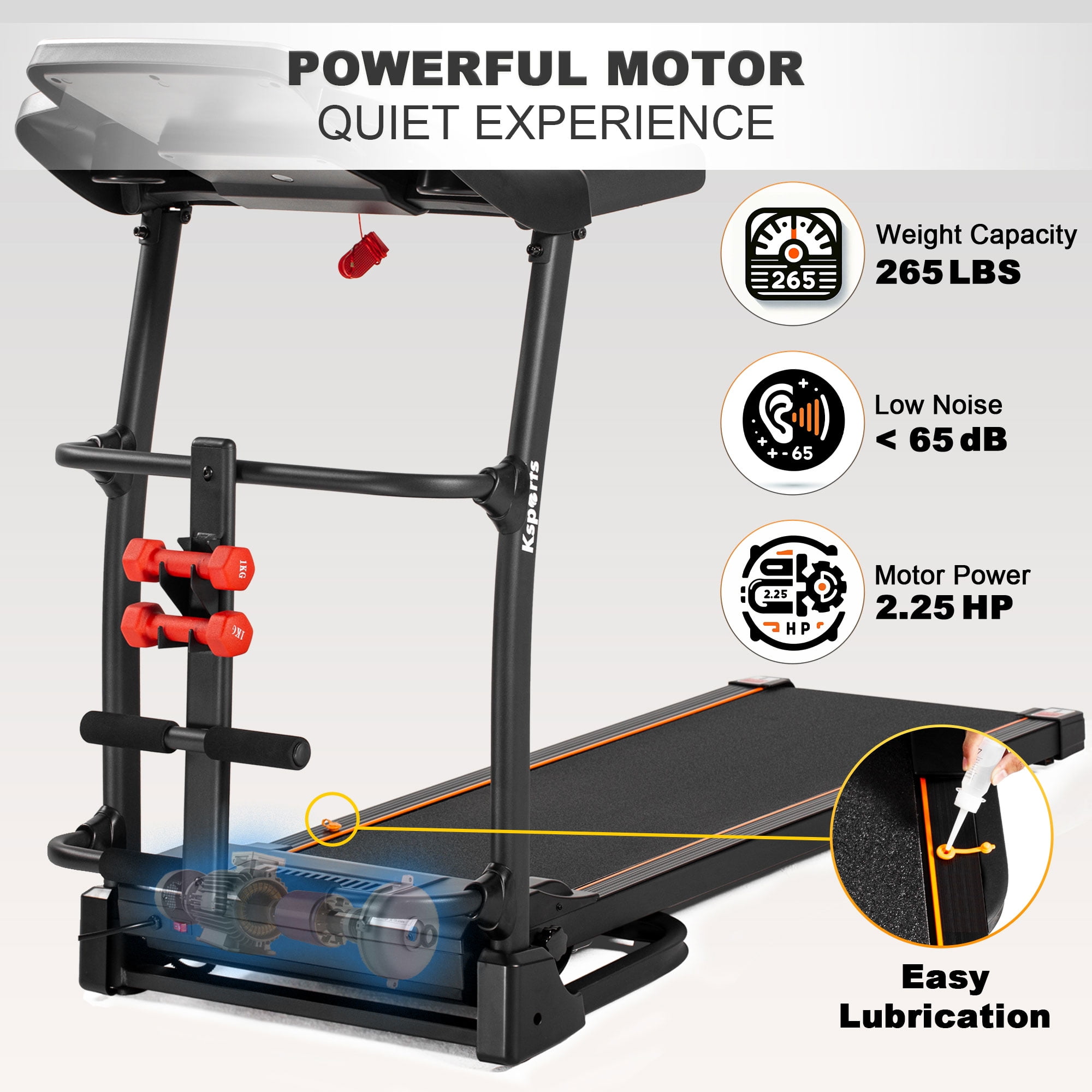 Ksports Portable Foldable Home Treadmill w/Bluetooth & Fitness Tracking App