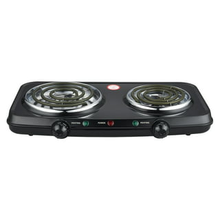 OVENTE Electric Countertop Double Burner, 1700W Cooktop with 6 and 5.75  Stainless Steel Coil Hot Plates, 5 Level Temperature Control, Indicator  Lights and Easy to Clean Cooking Stove, Silver BGC102S 