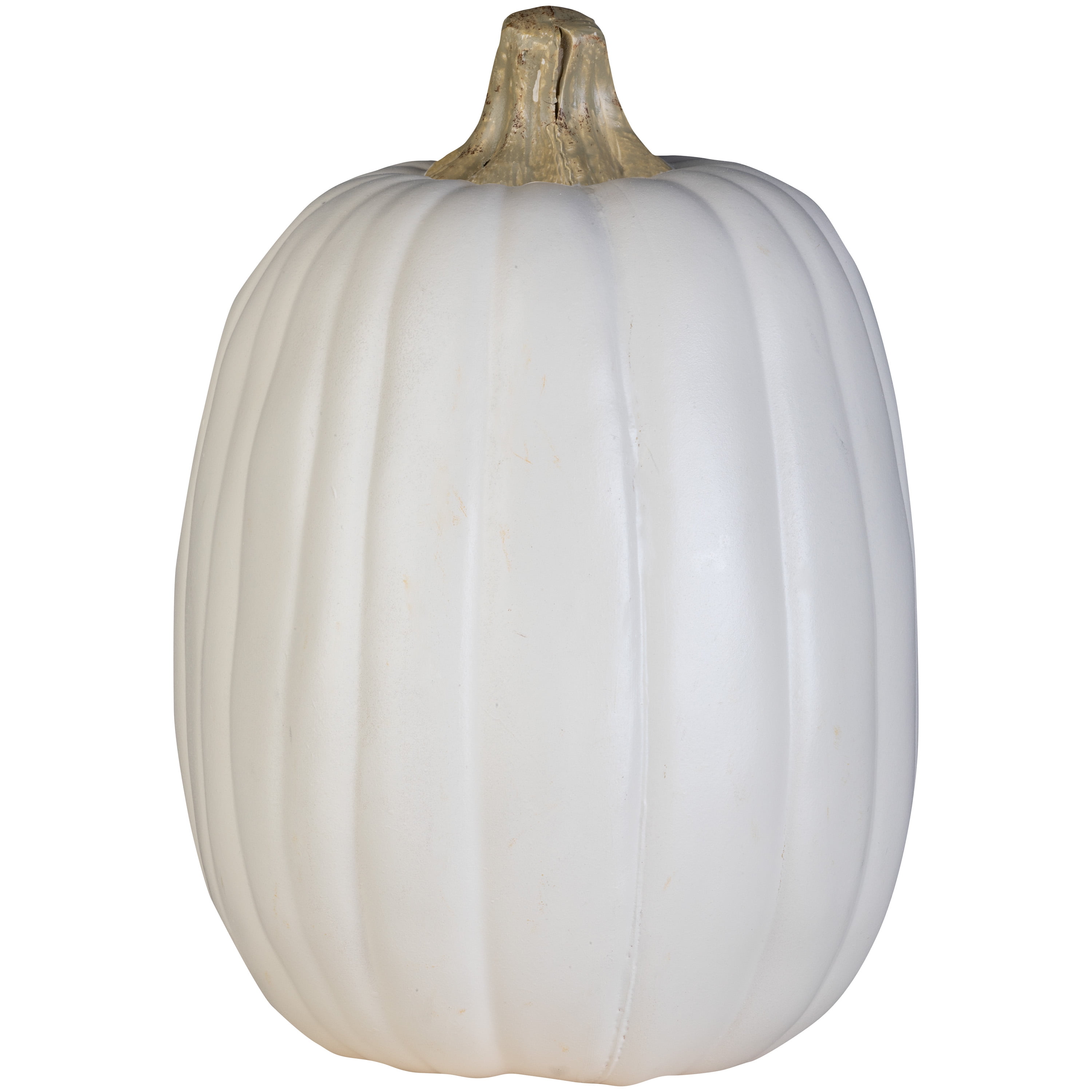 13-Inch-Tall Molded Cream White Craft Pumpkin with Natural Gold Stem for Outdoor Fall Decor