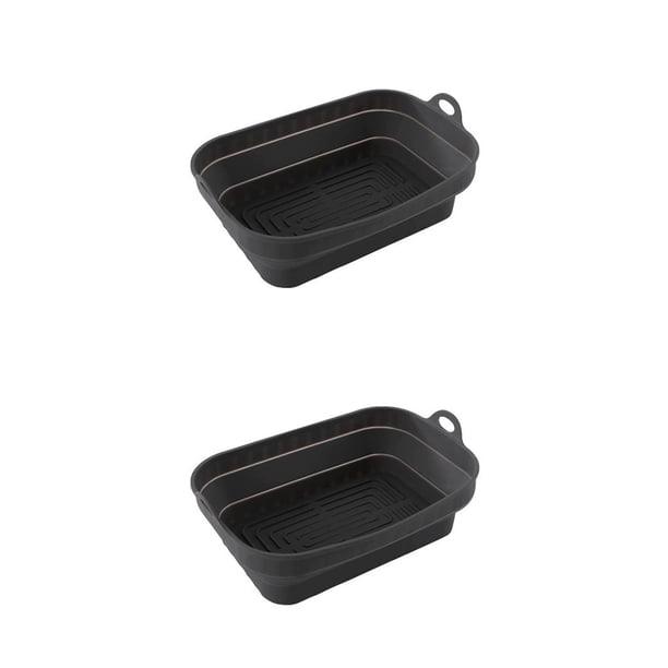 Yuarrent Cesta de freidora de aire de silicona, horno reutilizable, Pizza, pollo frito, molde resistente al calor, bandeja para hornear, Gris 2Conjunto