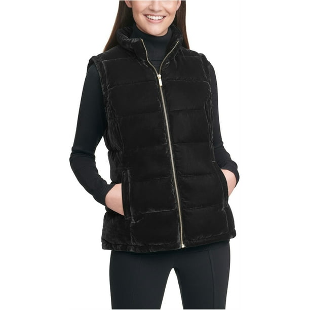 Calvin Klein Chaleco de terciopelo con cuello alto para mujer negro pequeno Calvin Klein Chaleco Bodega Aurrera en linea
