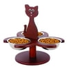 Etna Pet Store Elevated Cat Bowls - This Wooden, Raised Pet Feeder Promotes Better Digestion and is Easy on the Joints - Multiple Cat Feeder with 3 Removable Cat Bowls for Food and Water – Brown