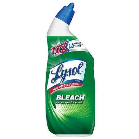 Lysol New Bleach Toilet Bowl Cleaner, Gels, 10X Cleaning Power, Kills Bacteria, 24oz