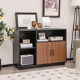 thumbnail image 4 of LOKO Buffet Cabinet with Storage, Modern Kitchen Storage Cabinet with Removable Wine Rack & 3-Row Wine Glass Holder, Rustic Credenza Wine Bar Cabinet with Adjustable Shelf, 45.5 x 15.5 x 32 Inches, 4 of 8