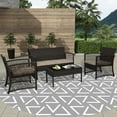 thumbnail image 3 of WestinTrends Melvi 4 Pieces Wicker Patio Furniture Sets, All Weather PE Rattan Wicker Chairs Loveseat Outdoor Seating Patio Conversation Sets with Tempered Smoked Glass Coffee Table, Coffee and Beige, 3 of 7