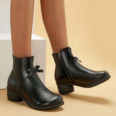 

TALKVE Shoes Retro Breathable Women s Heels Boots Short Zipper High Fashion Women s Boots