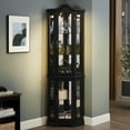 thumbnail image 3 of Curio Cabinet 70" Lighted Glass Corner Cabinet, Corner Display Cabinet with Adjustable Glass Shelves Vintage, Curio Display Cabinet Light Bulb Included, China Cabinet with 6 Shelve, 3 of 11