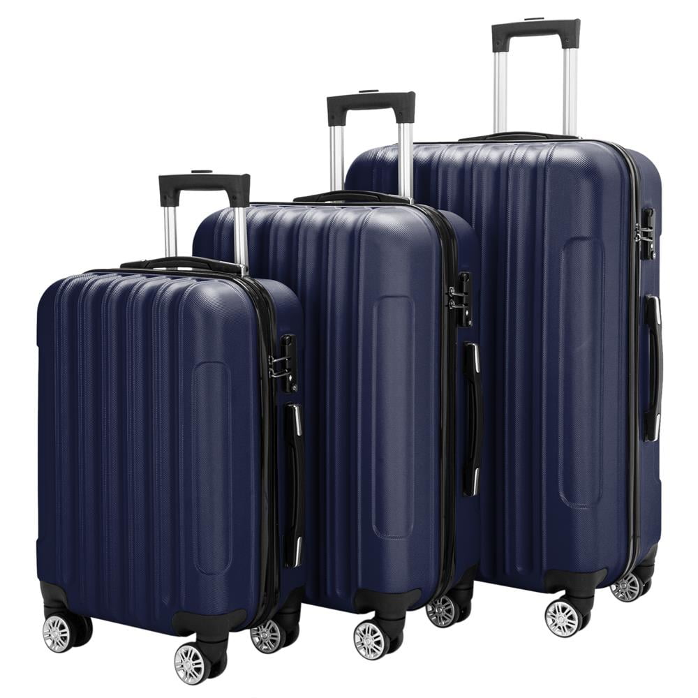 Zimtown 3-Piece Nested Spinner Suitcase Luggage Set with TSA Lock, Navy ...