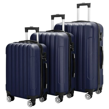 Zimtown 3-Piece Nested Spinner Suitcase Luggage Set with TSA Lock Navy Blue