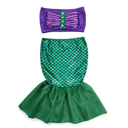 StylesILove Little Girl Princess Mermaid Swimwear Bikini 2 pcs Set Costume (130/6)
