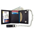 thumbnail image 3 of Black Men's Genuine Leather Biker Trifold Wallet Long Chain Trucker Motorcyclist, 3 of 5