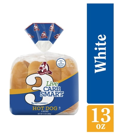 Aunt Millie's Live Carb Smart White Hot Dog Bun, 13oz, 8ct (1 Pack )