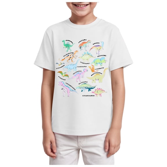 TOWED22 Boys Short Sleeve Shirts Crew Neck T-Shirts Mix of Graphic and Plain Tees Casual Tops(White,11-12 Y)