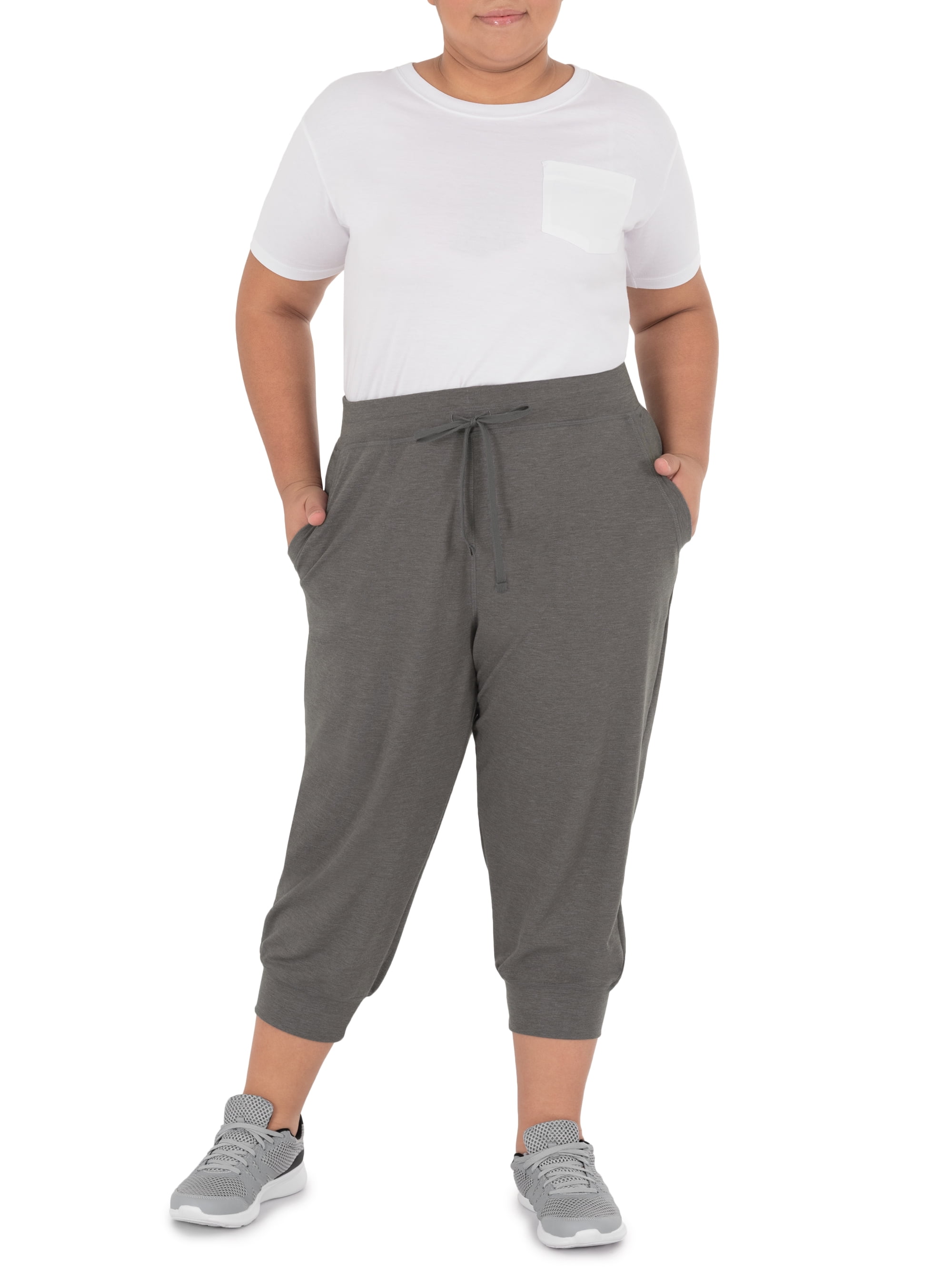 Athletic Works Women's Plus French Terry Athleisure Capri Athletic Works Women's Plus French Terry Athleisure Capri