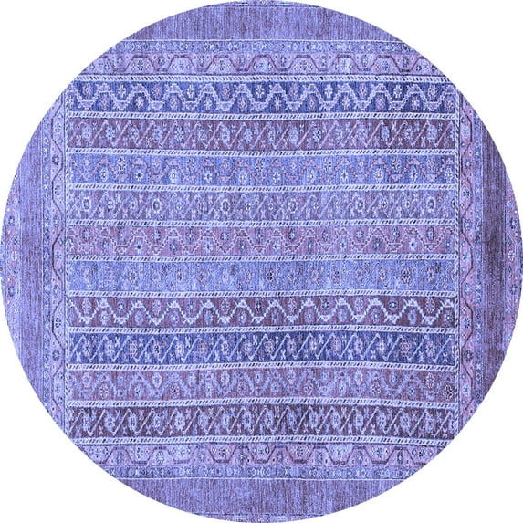 Ahgly Company Indoor Round Abstract Blue Modern Area Rugs, 7' Round