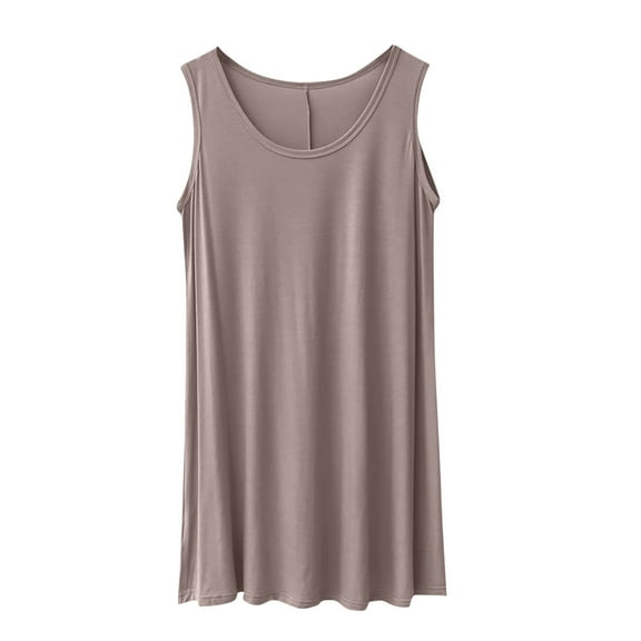 Hvot&aat Women's Solid Color Plus Size Tank Dress Casual Summer Beach Dress Sleeveless Scoop Neck Tunic Sundress