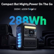 Anker SOLIX C300X 300-Watt 288Wh Push Button Start Battery Generator, with 140W 2-Way Fast Charging W/1 PS60 Portable Solar Panel for Jobsite/ Travel