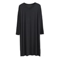 thumbnail image 1 of HBFAGFB Robe pour Hommes Col Rond Chandail à Manches Longues Robe de Nuit Légère Vêtements de Maison Peignoir Noir Taille TG, 1 of 3