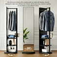 thumbnail image 3 of 360° Rotating 66"x14" Multifunctional Full Length Mirror with Hook Storage Rack Coat Rack, Solid Wood Floor Mirror Bedroom Living Room Cloakroom Space Saving, 3 of 6