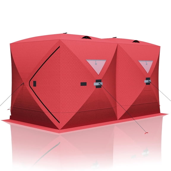 CazToi Pop-Up Insulated Tent 6-7 Person Ice Fishing Shelter 68 Sq Ft Fishable Area