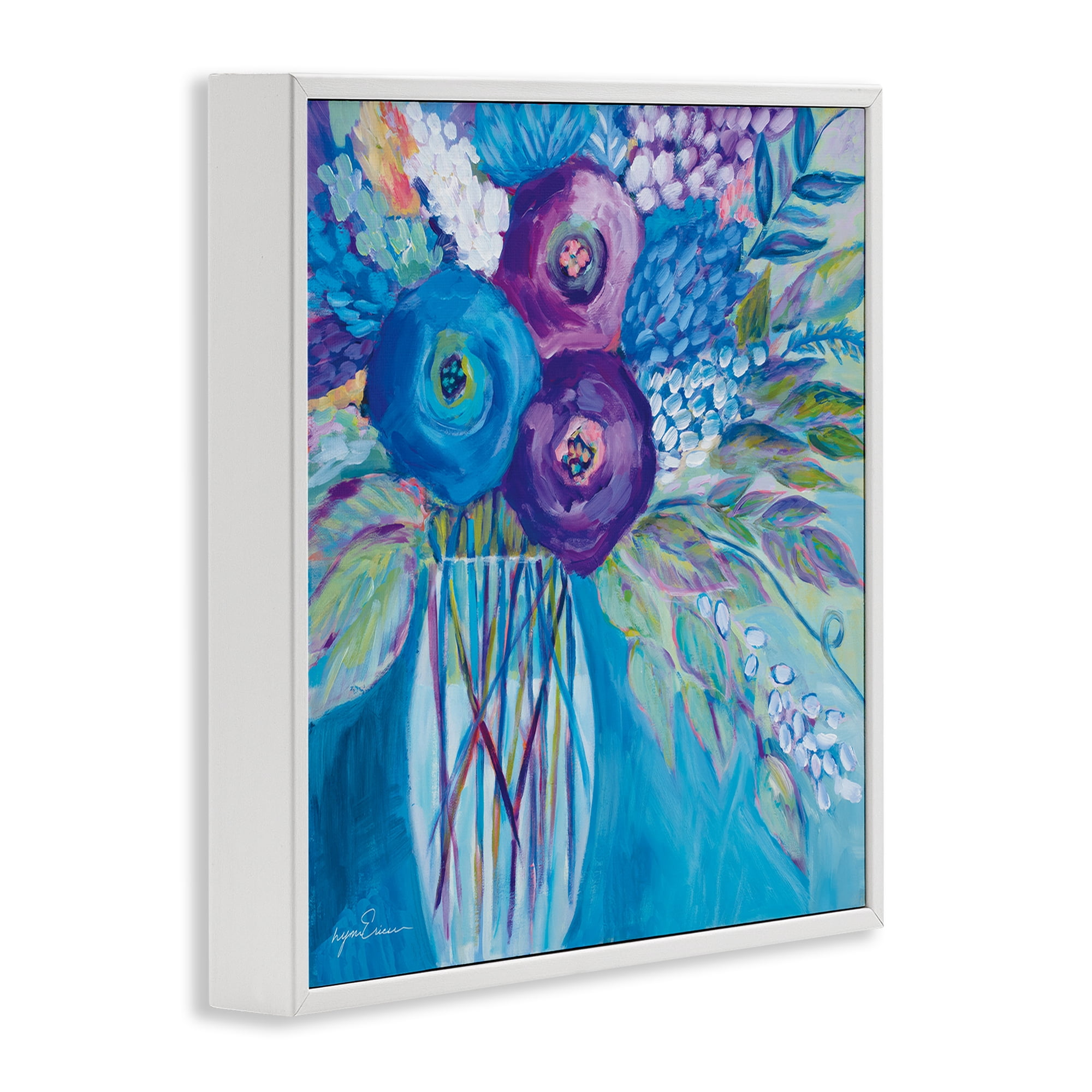 Stupell Industries True Blue Flower Bouquet White Framed Giclee Art, design by Lynn Ericson Fine Art