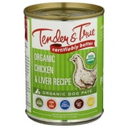 Angle View: TENDER AND TRUE: Organic Chicken and Liver Canned Dog Food, 12.5 oz