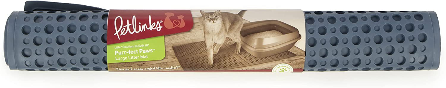 Petlinks Purr-fect Paws Multipurpose Rubber Litter Mat for Cats & Kittens -  Blue, Extra Large 