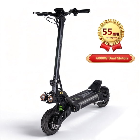 Off-road Electric Scooter for Adult 6000W Dual Drive, Top Speed 55MPH Fast E-scooter,60Miles Long Range,60V 35AH Foldable Escooter 11" Off-Road Vacuum Tires Fast E-Scooter