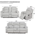 thumbnail image 6 of 2 Piece Manual Recliner Sofa Couch, Home Theater Seating with Cup Holders, Living Room Furniture Sofa Set for Home Office (Sofa + Loveseat), 6 of 6