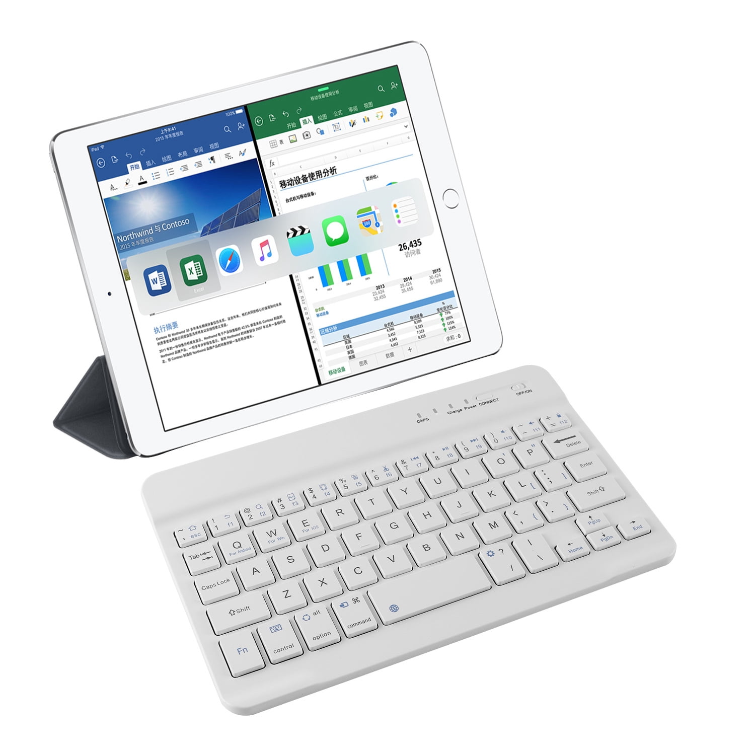 PloutoRich Wireless Keyboard, 7/8 inch Bluetooth Keyboard, Ultra-Thin Rechargeable Keyboard for Laptop Mobile Phone Tablet,Three-system Universal