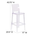 thumbnail image 3 of Bowery Hill Square Back Ghost Bar Stool in Transparent Crystal, 3 of 6