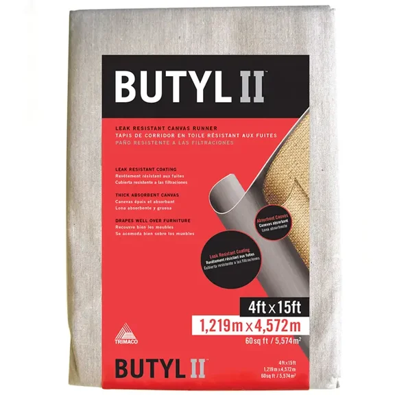 Trimaco Butyl II 4 Ft. x 15 Ft. Canvas Drop Cloth 85328
